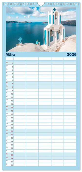 Santorini - Die Perle der Kykladen (CALVENDO Familienplaner 2026)