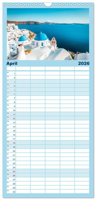 Santorini - Die Perle der Kykladen (CALVENDO Familienplaner 2026)