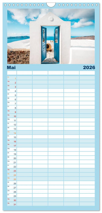 Santorini - Die Perle der Kykladen (CALVENDO Familienplaner 2026)