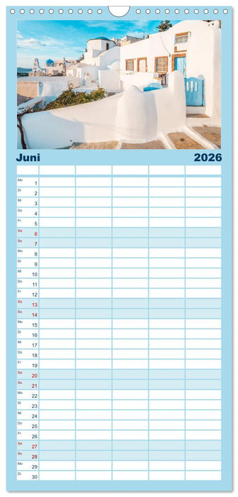 Santorini - Die Perle der Kykladen (CALVENDO Familienplaner 2026)