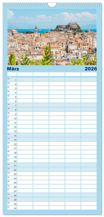 Korfu - Grüne Insel im Ionischen Meer (CALVENDO Familienplaner 2026)