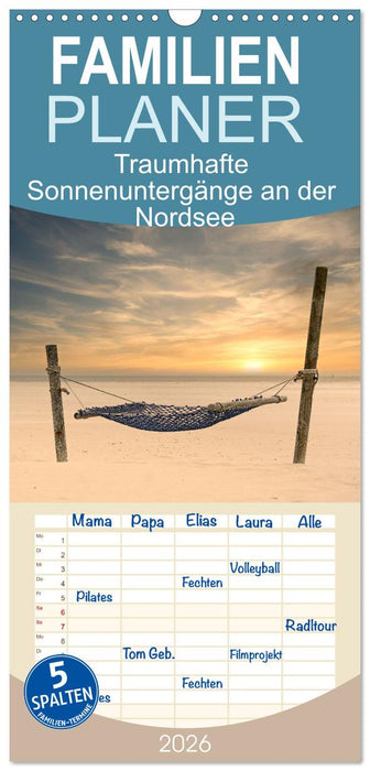 Traumhafte Sonnenuntergänge an der Nordsee (CALVENDO Familienplaner 2026)