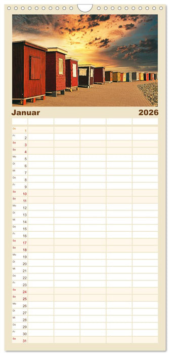 Traumhafte Sonnenuntergänge an der Nordsee (CALVENDO Familienplaner 2026)