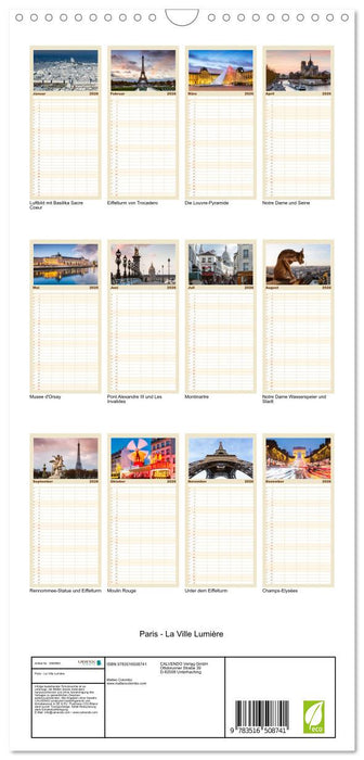 Paris - La Ville Lumière (CALVENDO Familienplaner 2026)