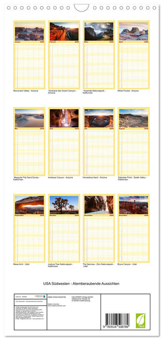 USA Südwesten - Atemberaubende Aussichten (CALVENDO Familienplaner 2026)