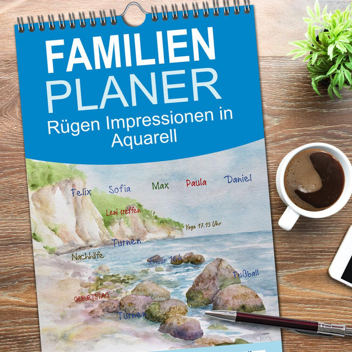 Rügen Impressionen in Aquarell (CALVENDO Familienplaner 2026)