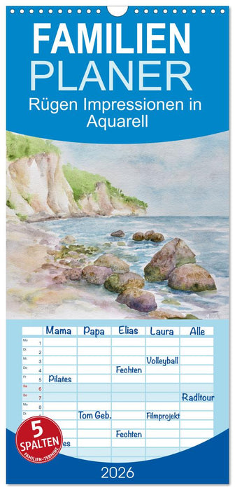 Rügen Impressionen in Aquarell (CALVENDO Familienplaner 2026)