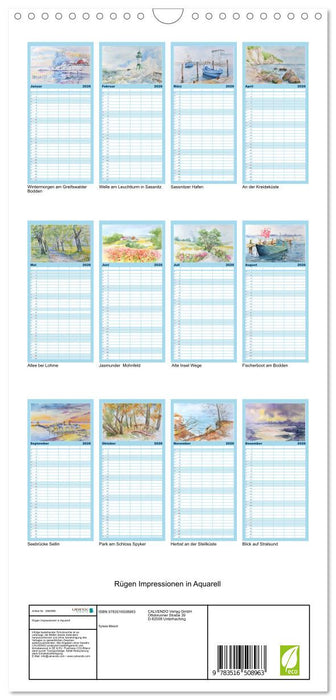 Rügen Impressionen in Aquarell (CALVENDO Familienplaner 2026)