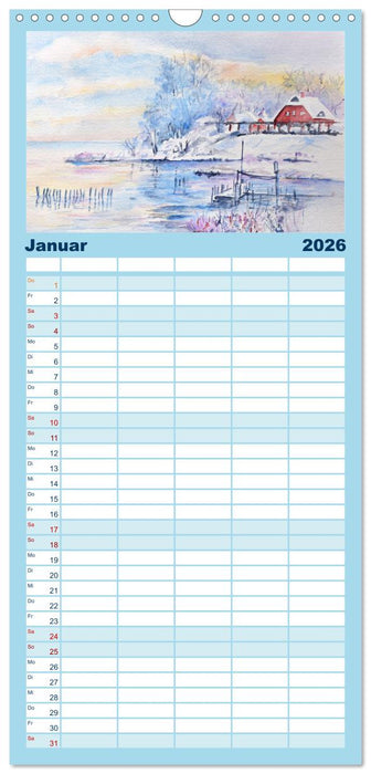 Rügen Impressionen in Aquarell (CALVENDO Familienplaner 2026)