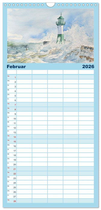 Rügen Impressionen in Aquarell (CALVENDO Familienplaner 2026)