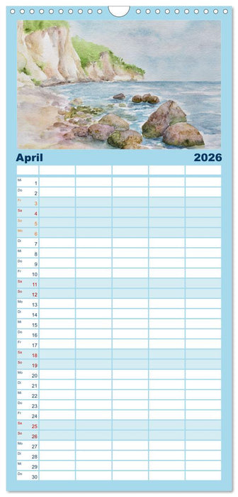 Rügen Impressionen in Aquarell (CALVENDO Familienplaner 2026)