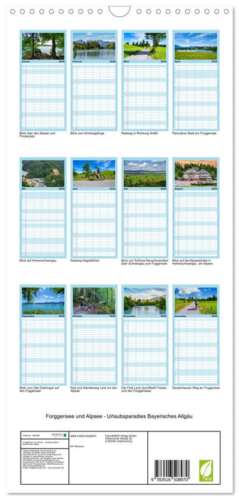 Forggensee und Alpsee - Urlaubsparadies Bayerisches Allgäu (CALVENDO Familienplaner 2026)