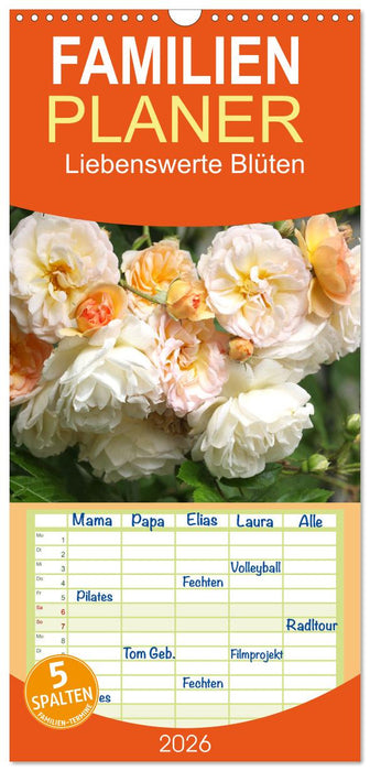 Liebenswerte Blüten (CALVENDO Familienplaner 2026)