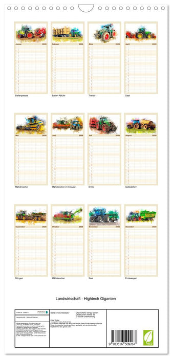 Landwirtschaft - Hightech Giganten (CALVENDO Familienplaner 2026)