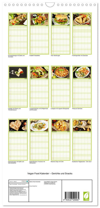 Vegan Food Kalender – Gerichte und Snacks (CALVENDO Familienplaner 2026)