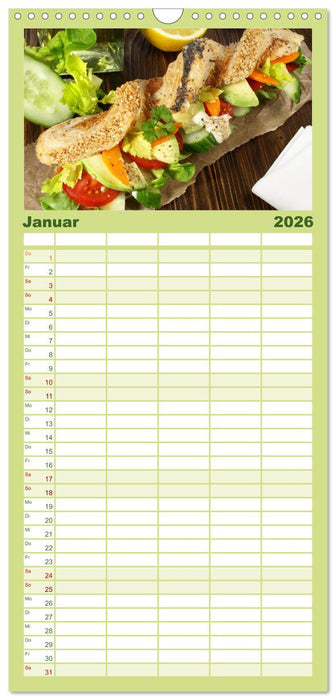 Vegan Food Kalender – Gerichte und Snacks (CALVENDO Familienplaner 2026)