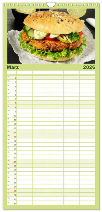 Vegan Food Kalender – Gerichte und Snacks (CALVENDO Familienplaner 2026)
