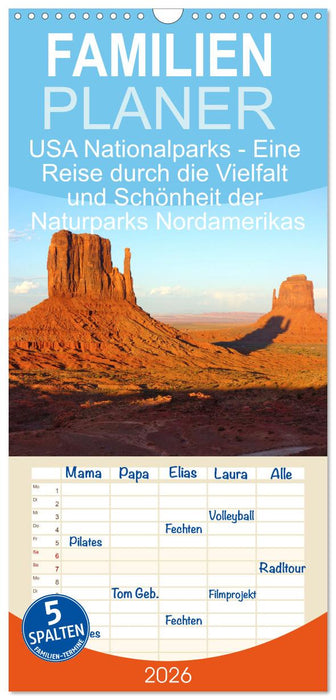USA Nationalparks - Eine Reise durch die Vielfalt und Schönheit der Naturparks Nordamerikas (CALVENDO Familienplaner 2026)