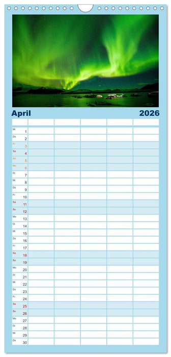Magische Polarlichter der Erde (CALVENDO Familienplaner 2026)