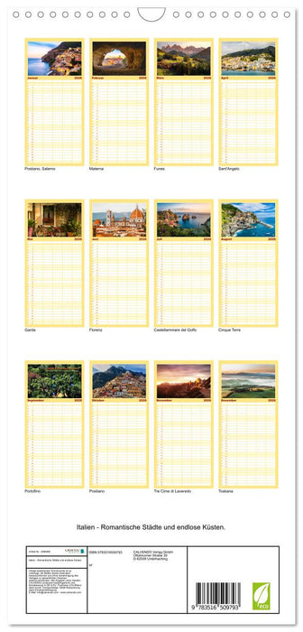 Italien - Romantische Städte und endlose Küsten. (CALVENDO Familienplaner 2026)