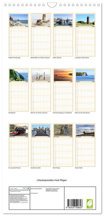 Urlaubsparadies Insel Rügen (CALVENDO Familienplaner 2026)