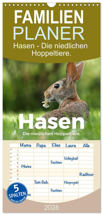 Hasen - Die niedlichen Hoppeltiere. (CALVENDO Familienplaner 2026)