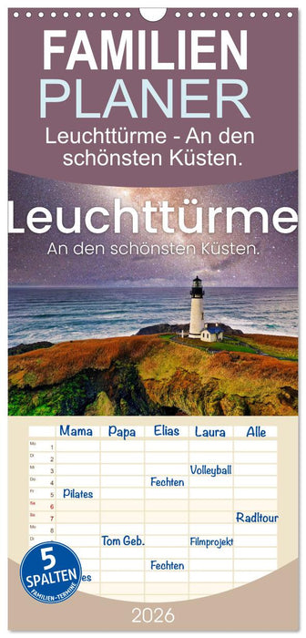 Leuchttürme - An den schönsten Küsten. (CALVENDO Familienplaner 2026)