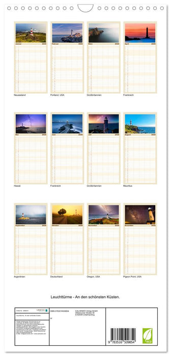 Leuchttürme - An den schönsten Küsten. (CALVENDO Familienplaner 2026)