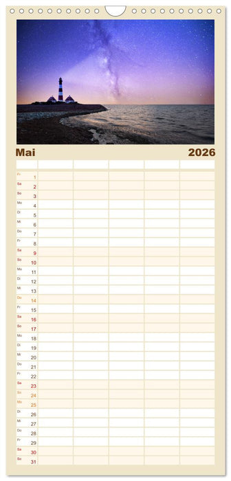 Leuchttürme - An den schönsten Küsten. (CALVENDO Familienplaner 2026)