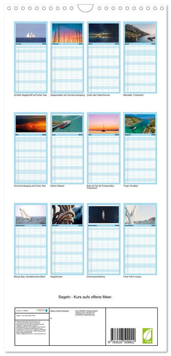 Segeln - Kurs aufs offene Meer. (CALVENDO Familienplaner 2026)