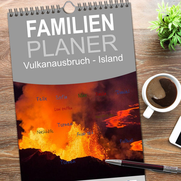 Vulkanausbruch - Island (CALVENDO Familienplaner 2026)