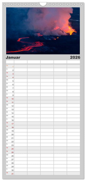 Vulkanausbruch - Island (CALVENDO Familienplaner 2026)