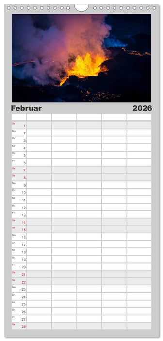 Vulkanausbruch - Island (CALVENDO Familienplaner 2026)