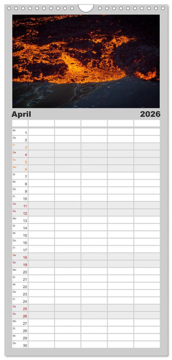 Vulkanausbruch - Island (CALVENDO Familienplaner 2026)