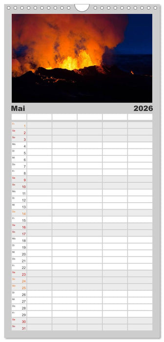Vulkanausbruch - Island (CALVENDO Familienplaner 2026)