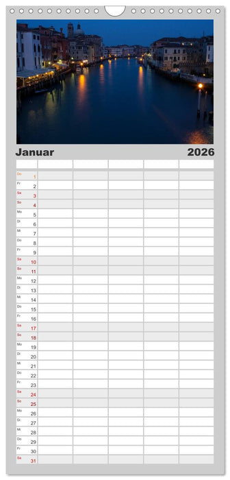Venedig bei Nacht (CALVENDO Familienplaner 2026)