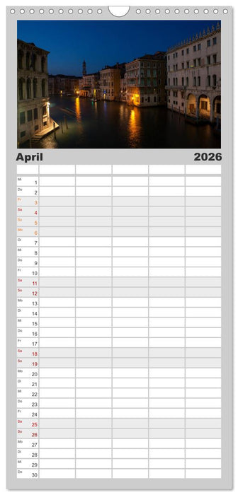 Venedig bei Nacht (CALVENDO Familienplaner 2026)