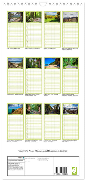 Traumhafte Wege - Unterwegs auf Neuseelands Südinsel (CALVENDO Familienplaner 2026)