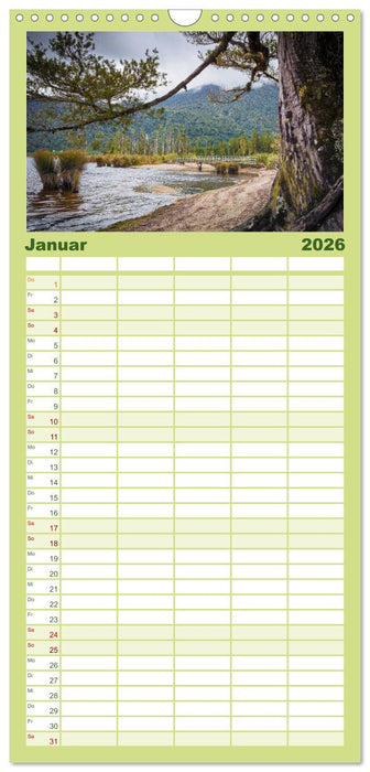 Traumhafte Wege - Unterwegs auf Neuseelands Südinsel (CALVENDO Familienplaner 2026)