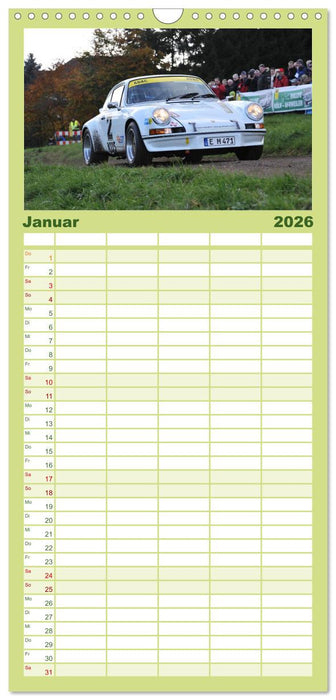 Bergrennen und Rallye im Porsche (CALVENDO Familienplaner 2026)