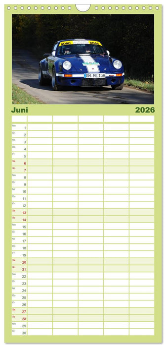 Bergrennen und Rallye im Porsche (CALVENDO Familienplaner 2026)