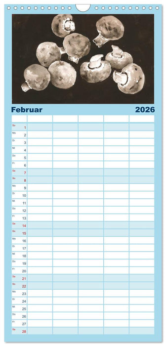 Pilze in Aquarell (CALVENDO Familienplaner 2026)