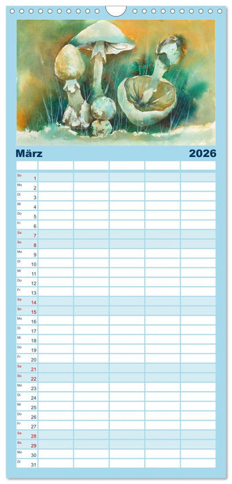 Pilze in Aquarell (CALVENDO Familienplaner 2026)