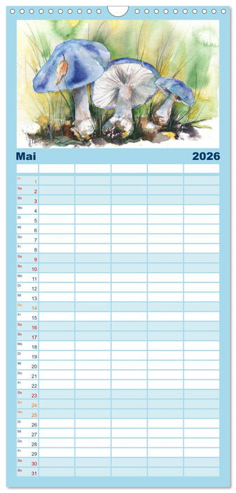 Pilze in Aquarell (CALVENDO Familienplaner 2026)