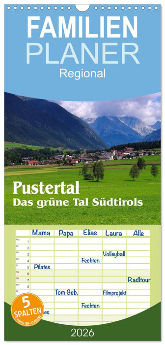 Pustertal - Das grüne Tal Südtirols (CALVENDO Familienplaner 2026)
