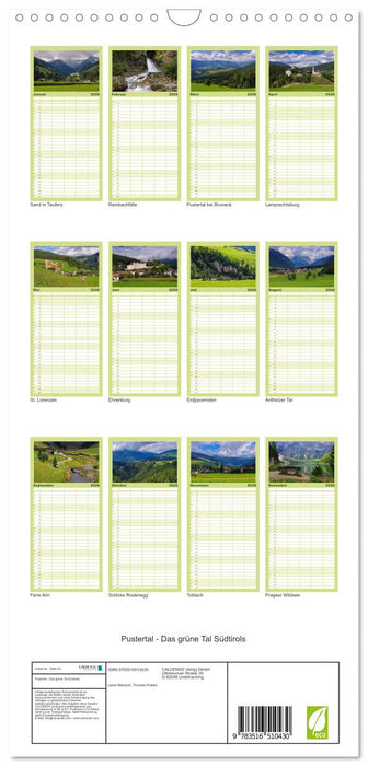 Pustertal - Das grüne Tal Südtirols (CALVENDO Familienplaner 2026)