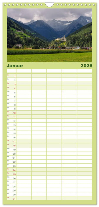 Pustertal - Das grüne Tal Südtirols (CALVENDO Familienplaner 2026)