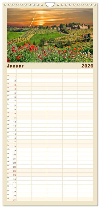 Bühne frei für die Toskana (CALVENDO Familienplaner 2026)