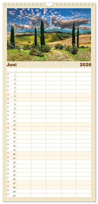 Bühne frei für die Toskana (CALVENDO Familienplaner 2026)