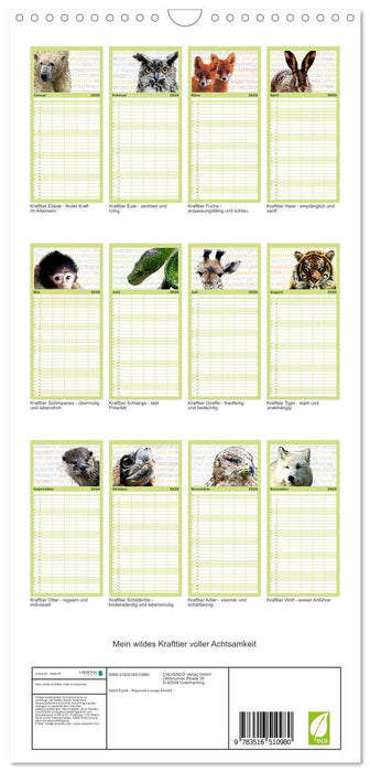 Mein wildes Krafttier voller Achtsamkeit (CALVENDO Familienplaner 2026)